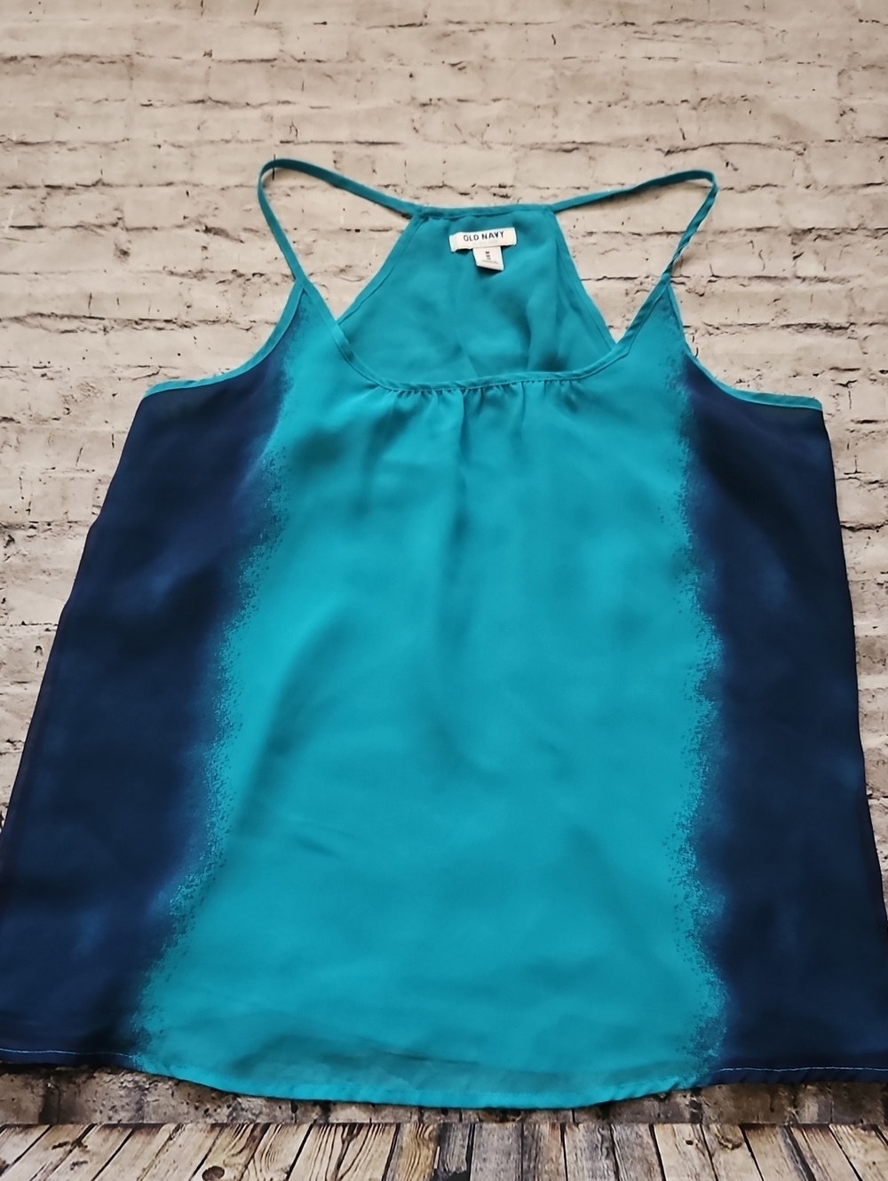 Old Navy Ombre Blue Racerback Chiffon Tank Summer Spring M